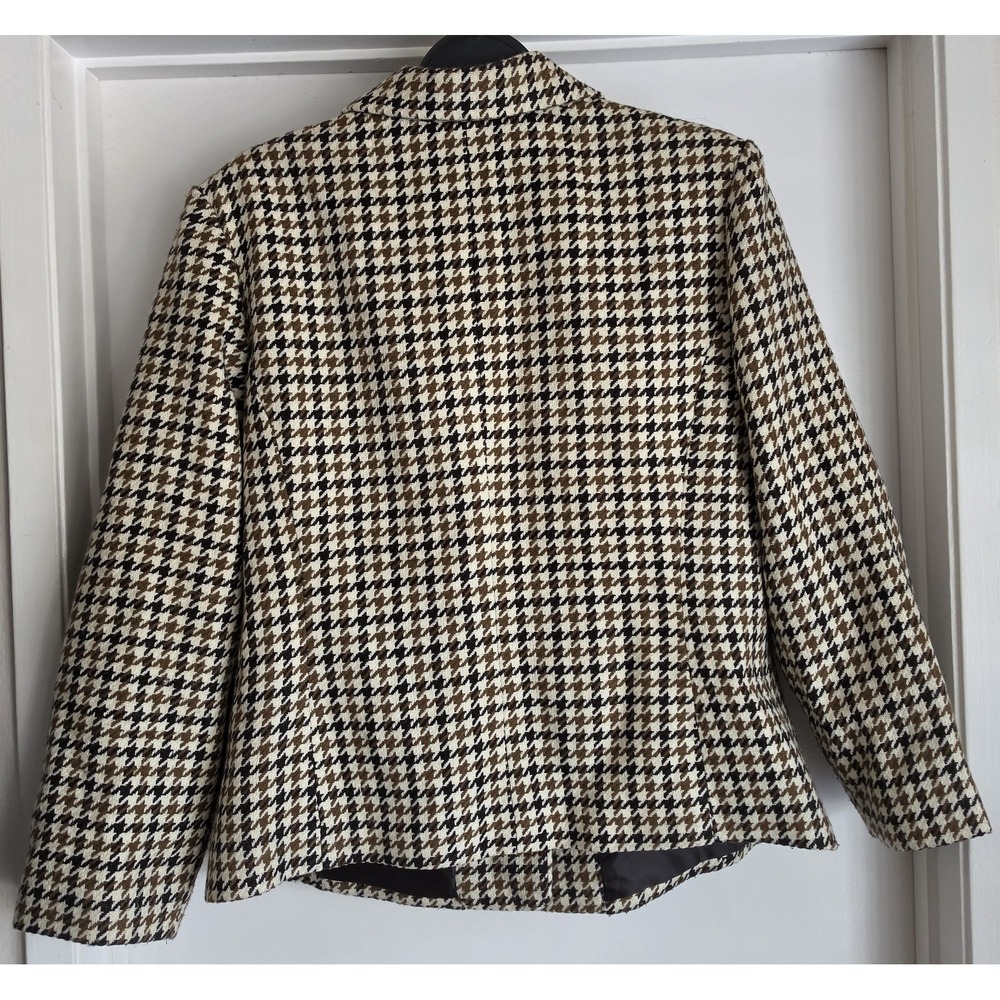 Tailored Houndstooth Blazer Jacket - Brown & Cream - Picture 2 of 5